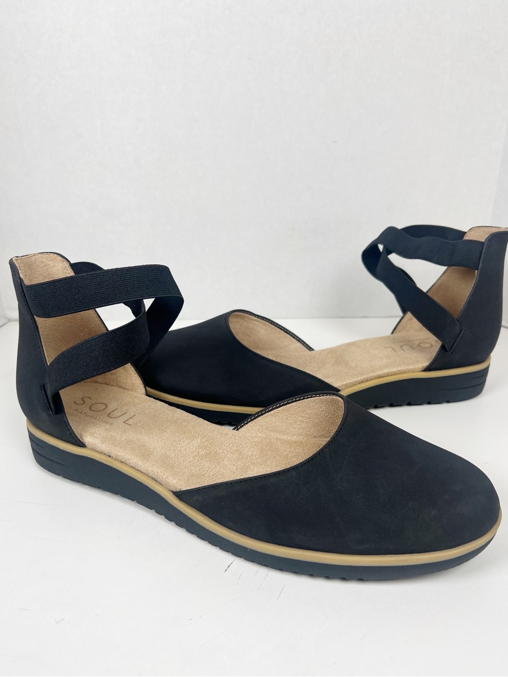 SOUL Naturalizer Women’s Size 12M Black Synthetic Nubuck Intro D'Orsay Flat